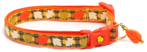 Fall Leaves on Plaid Breakaway Cat Collar