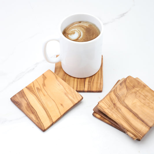 Handcrafted Olive Wood Square Coaster - ArtElement