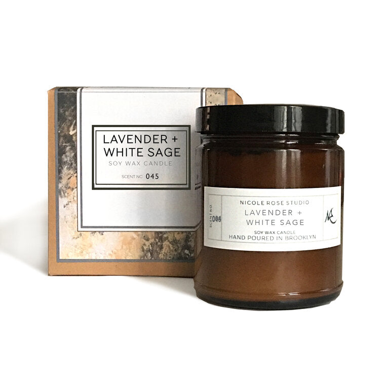 Lavender + White Sage Aromatherapy Scented Soy Wax Candle - ArtElement