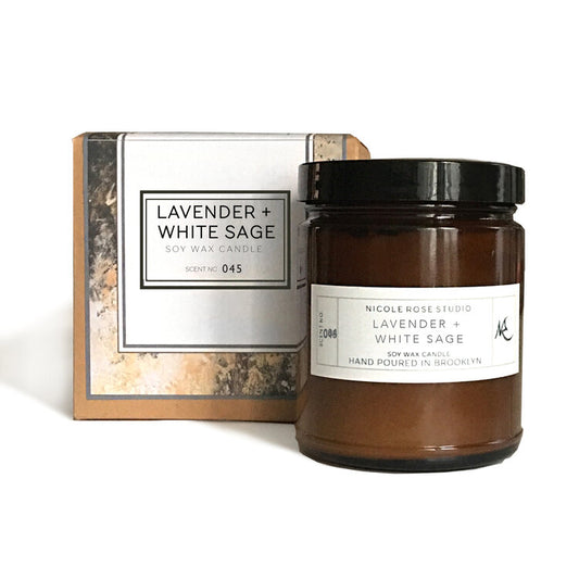 Lavender + White Sage Aromatherapy Scented Soy Wax Candle - ArtElement