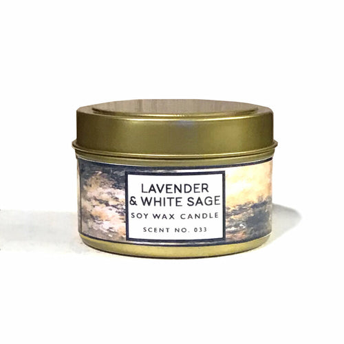 Lavender + White Sage Aromatherapy Scented Soy Wax Candle - ArtElement
