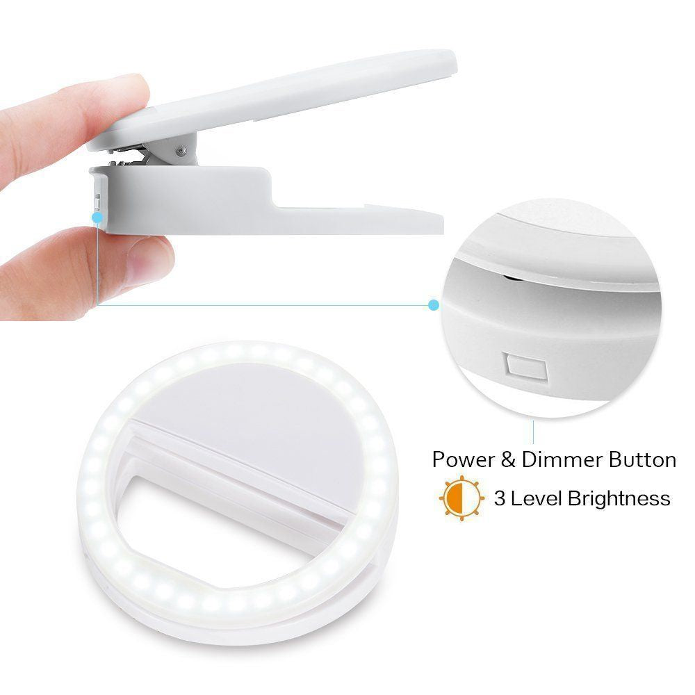 Portable Selfie Ring Light Clip-On | LED Phone Light for Streaming & Photography - ArtElement