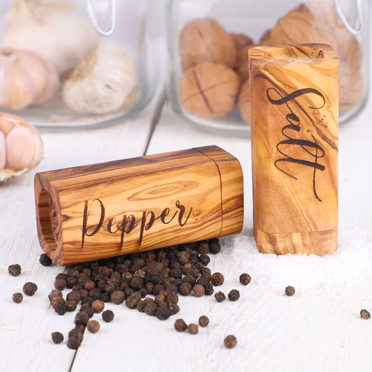 Rustic Olive Wood Salt & Pepper Shakers for a Cozy Dining Table - ArtElement