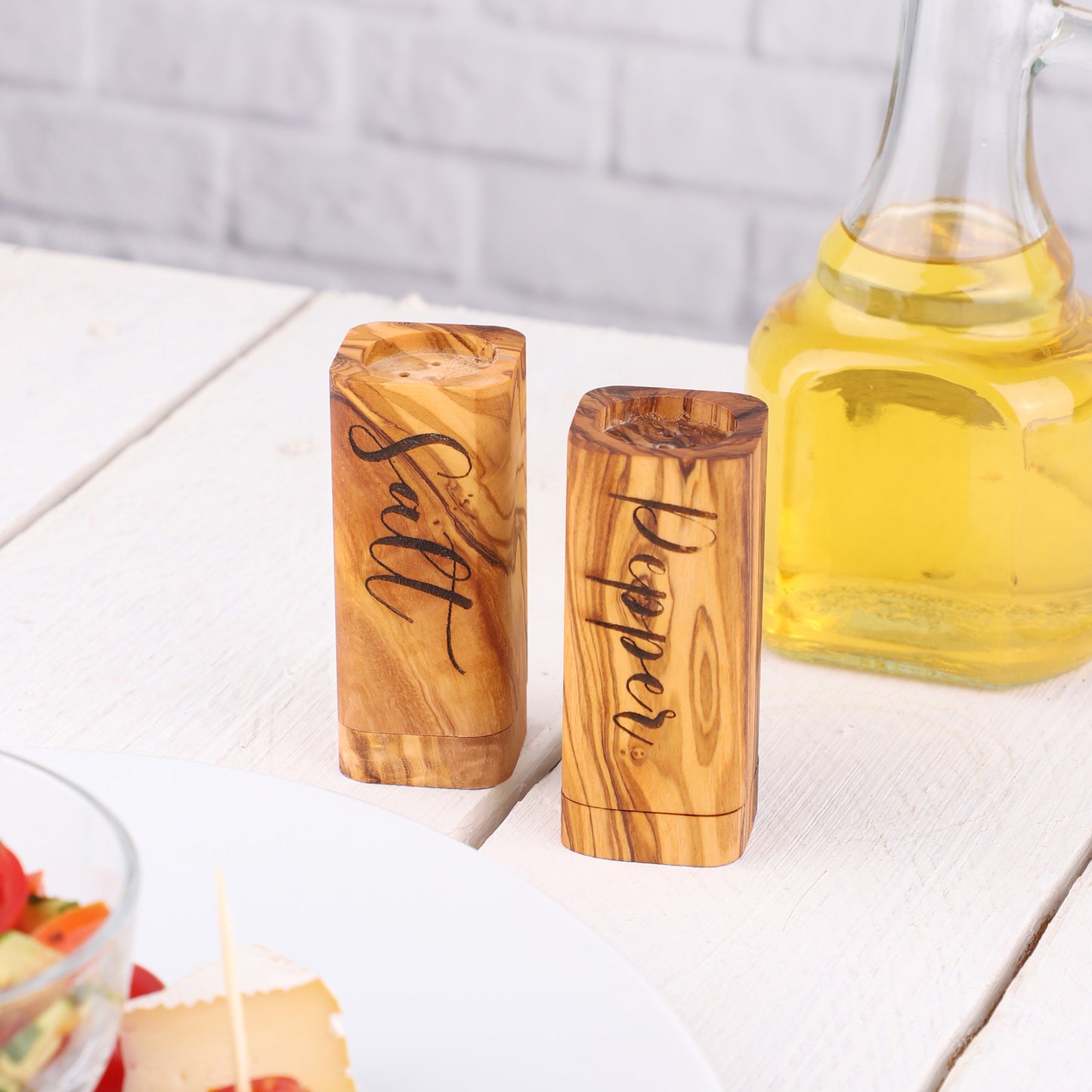 Rustic Olive Wood Salt & Pepper Shakers for a Cozy Dining Table - ArtElement