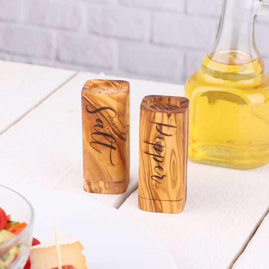 Rustic Olive Wood Salt & Pepper Shakers for a Cozy Dining Table - ArtElement