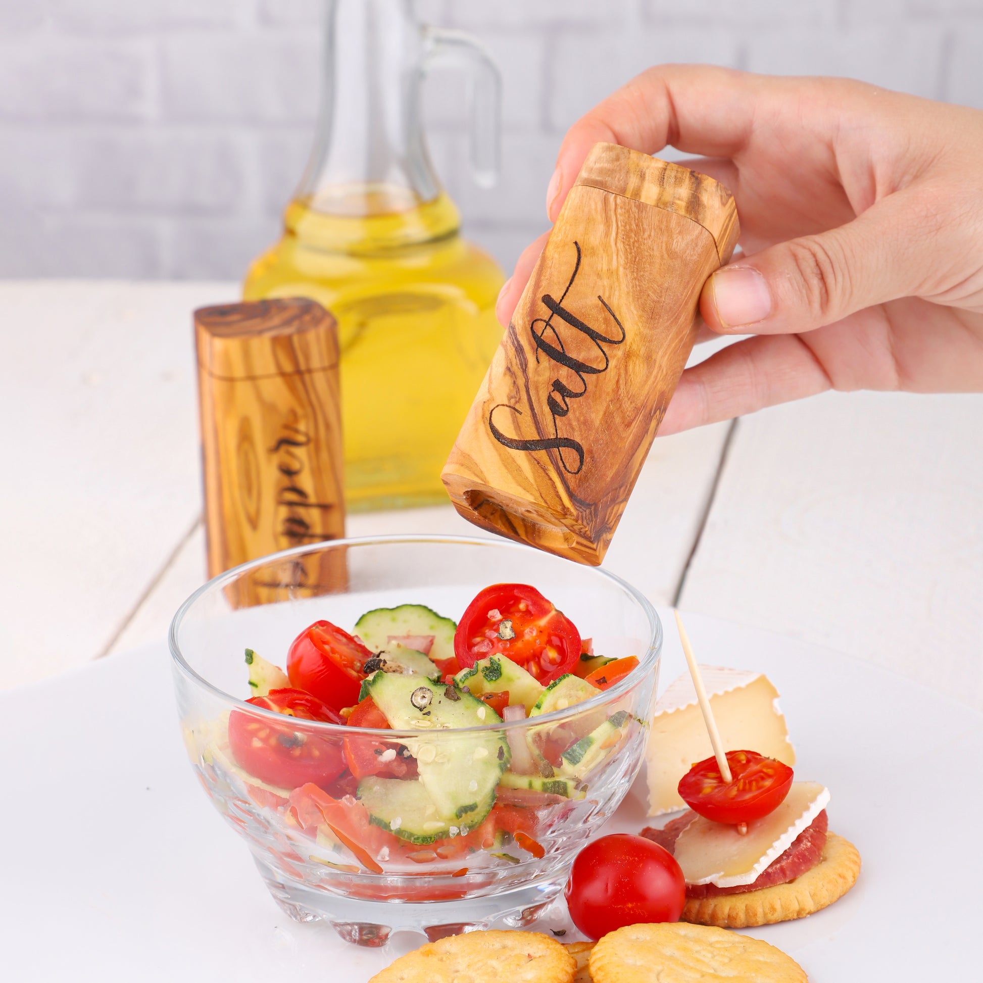 Rustic Olive Wood Salt & Pepper Shakers for a Cozy Dining Table - ArtElement