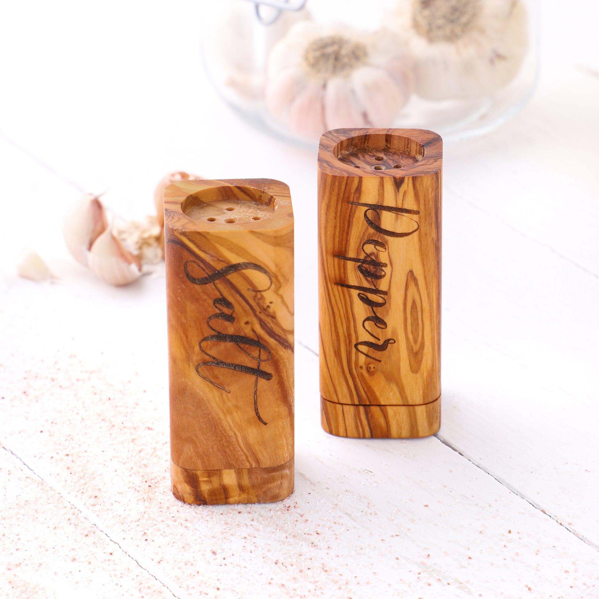 Rustic Olive Wood Salt & Pepper Shakers for a Cozy Dining Table - ArtElement
