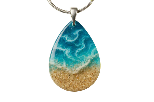 Handcrafted Sand Art Resin Necklace - Beach Memory Jewelry