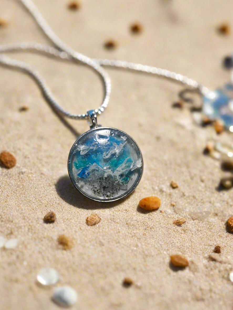 Handmade Resin Heart Necklace - 24 Inch Stainless Steel Chain