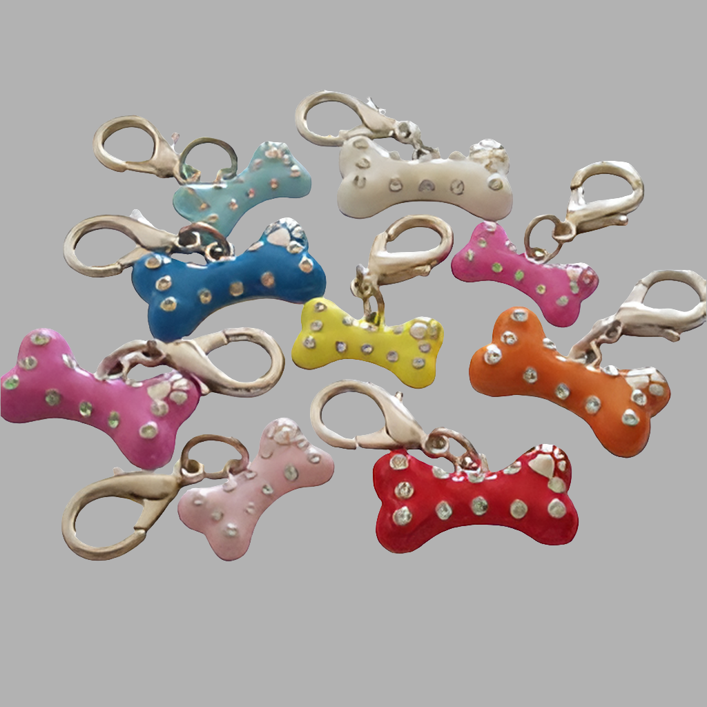 Enamel Bone Charm - Blue - Large