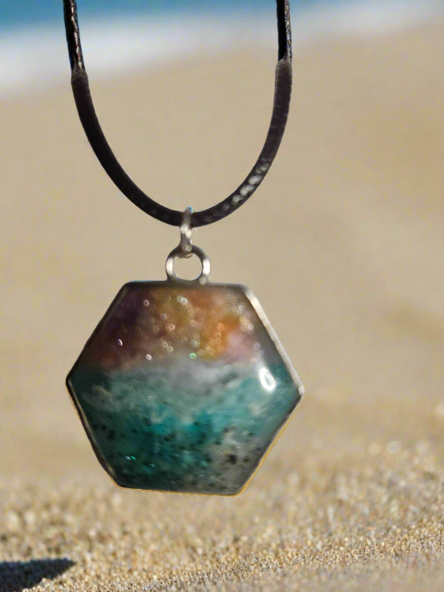 Coastal sunset resin necklaces