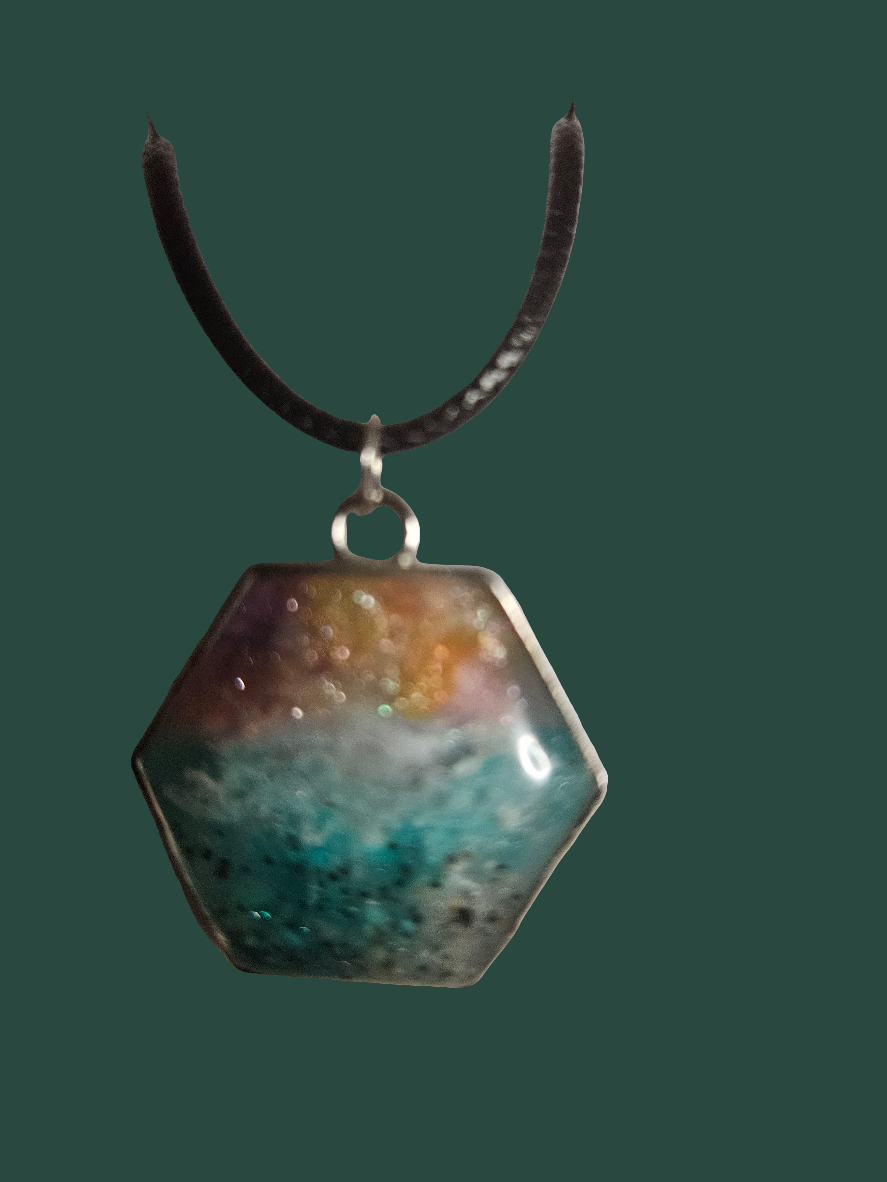 Coastal sunset resin necklaces