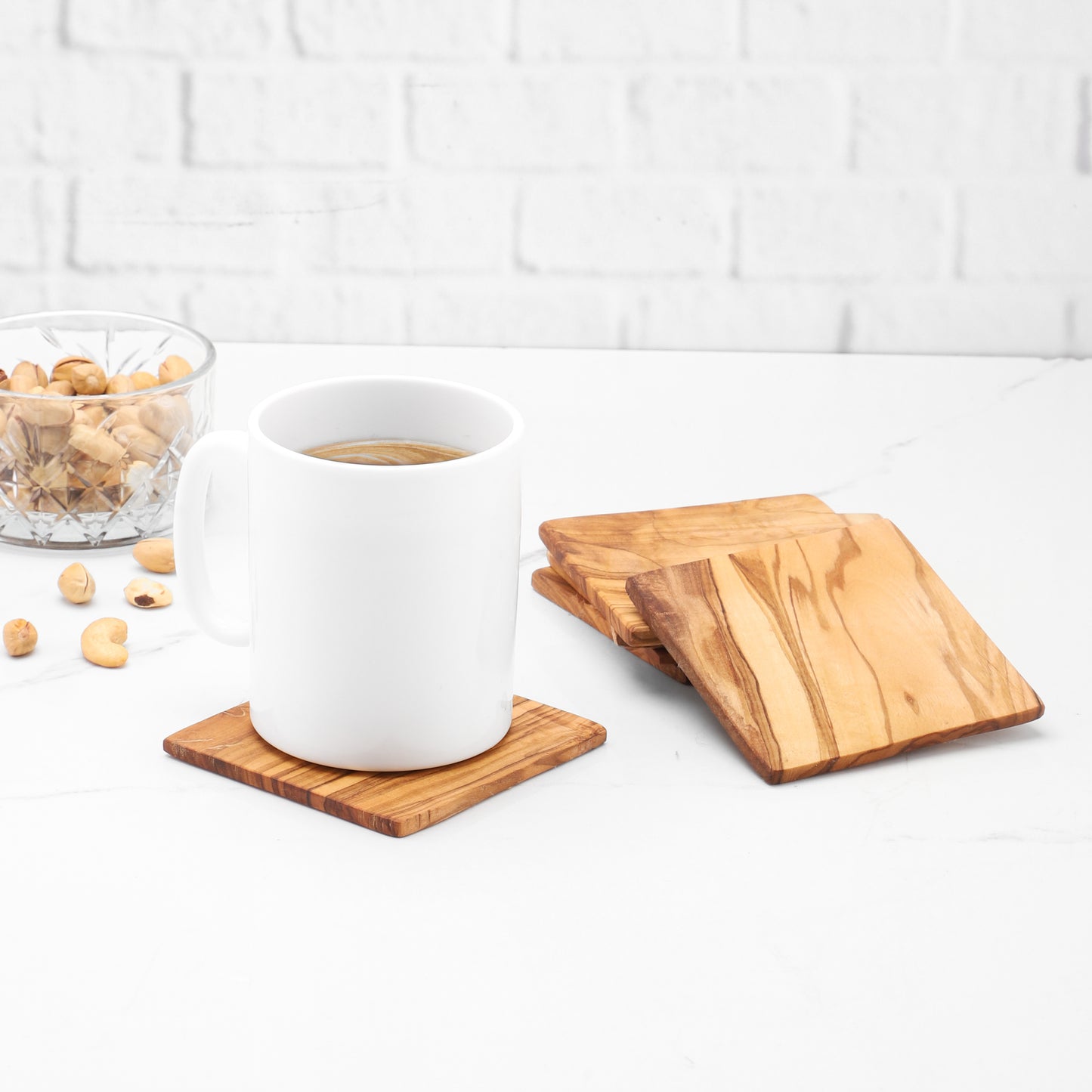 Handcrafted Olive Wood Square Coaster - ArtElement