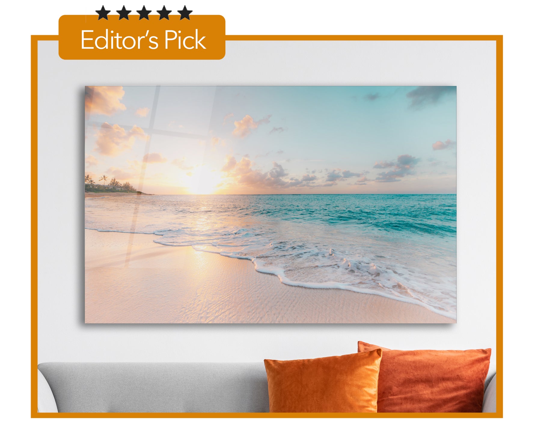 Glass Wall Art -Sea & Waves (18x28 inches - 46x72cm) - ArtElement