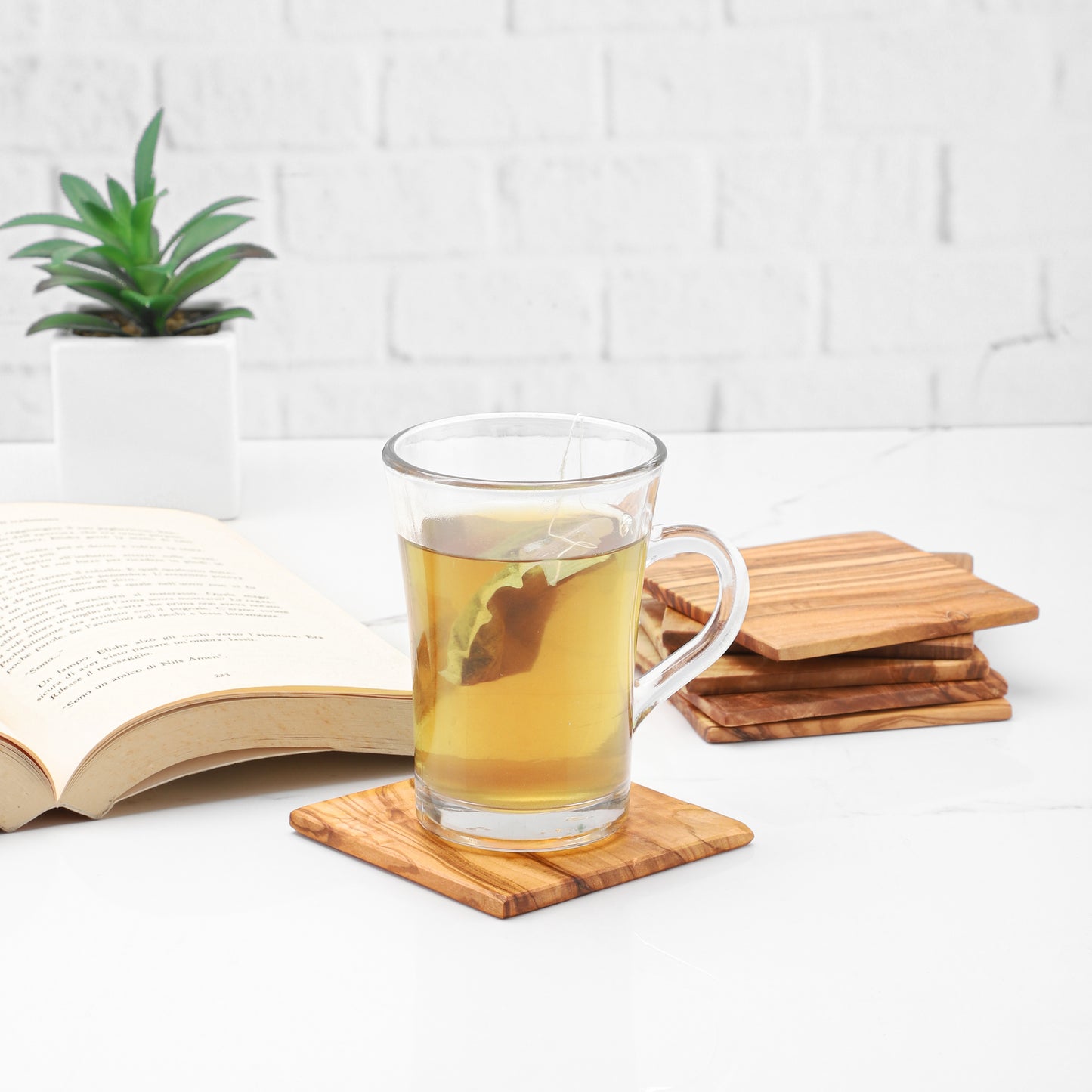 Handcrafted Olive Wood Square Coaster - ArtElement