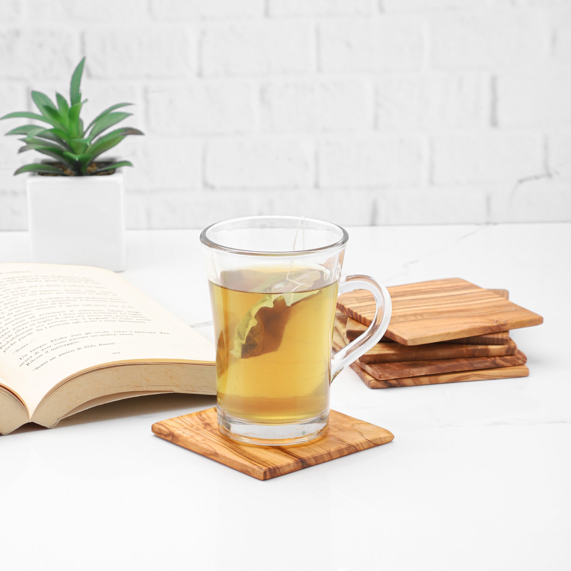 Handcrafted Olive Wood Square Coaster - ArtElement