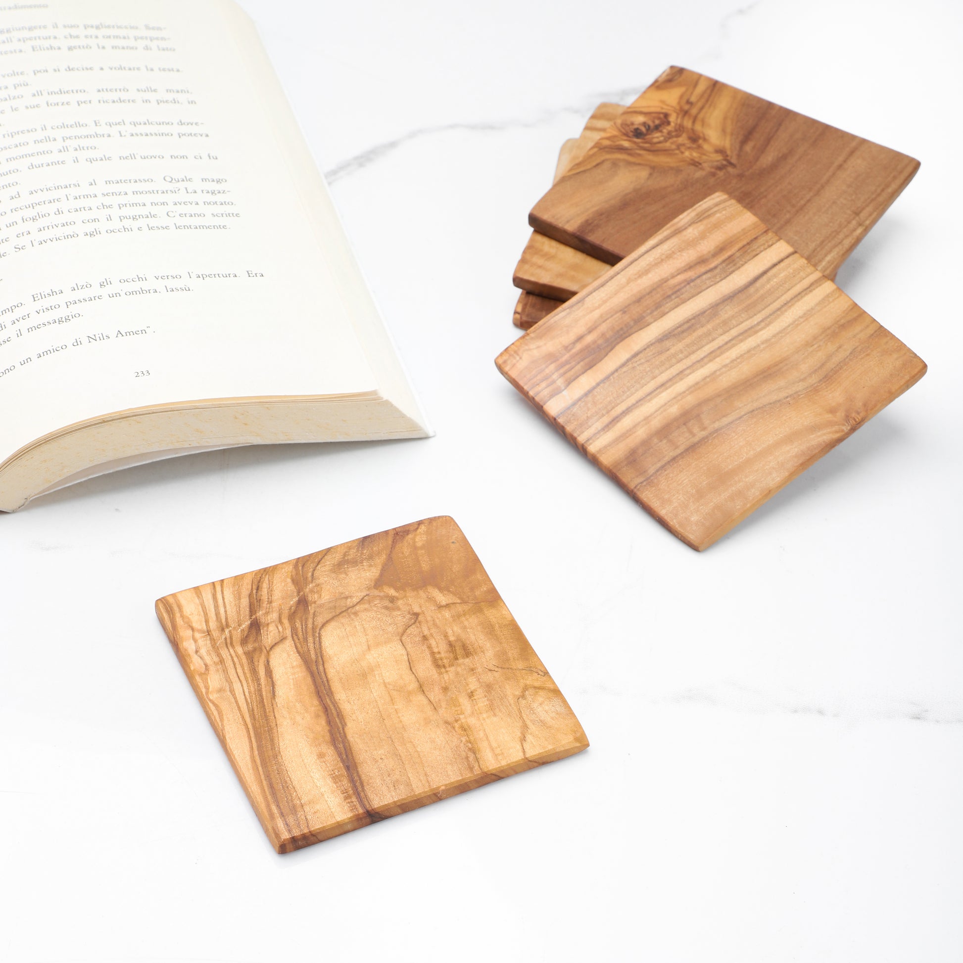 Handcrafted Olive Wood Square Coaster - ArtElement