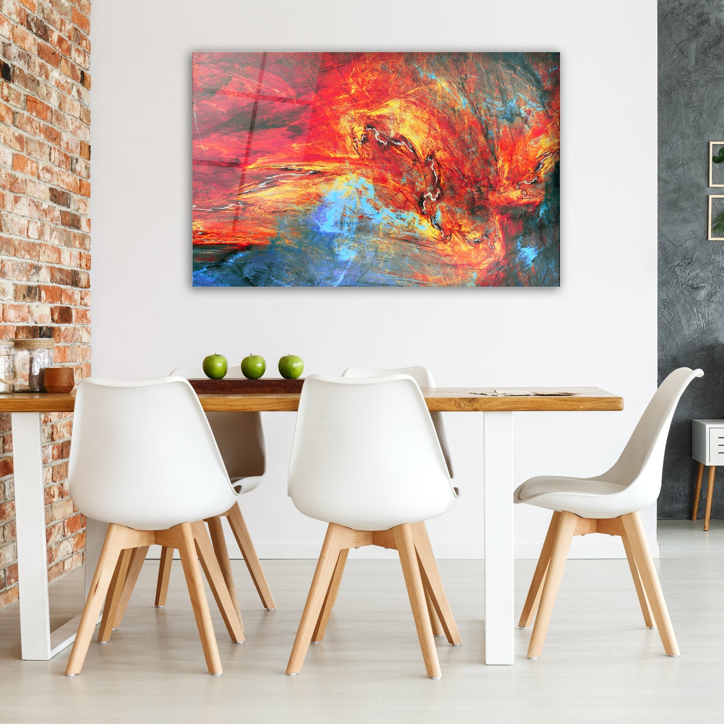 Glass Wall Art Abstract red and blue painting Large Print Wall Art - ArtElement
