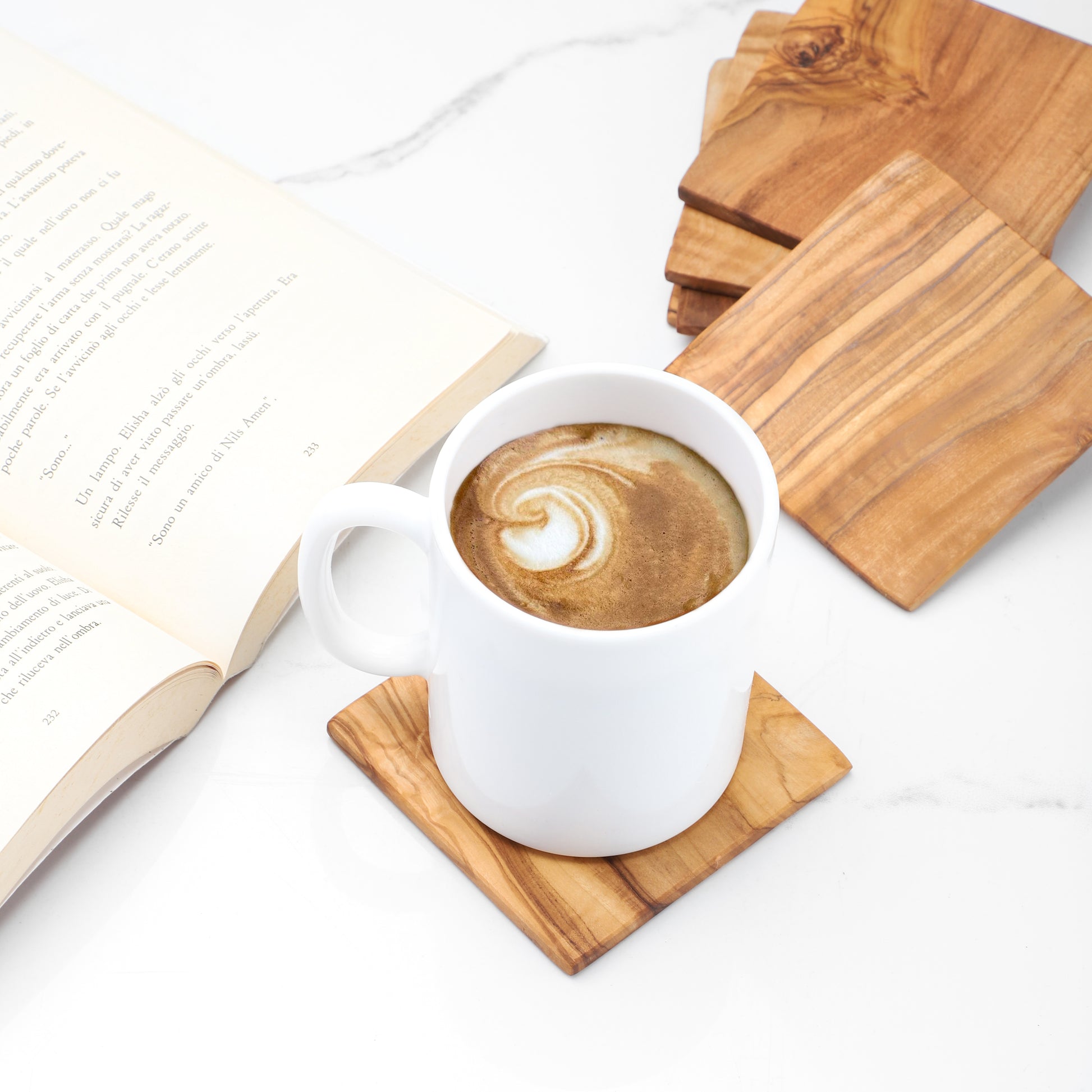 Handcrafted Olive Wood Square Coaster - ArtElement
