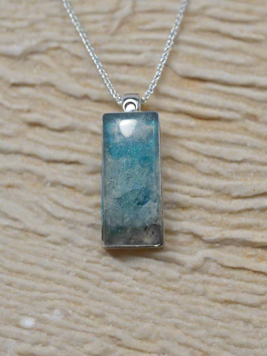 Handmade Resin Heart Necklace - 24 Inch Stainless Steel Chain