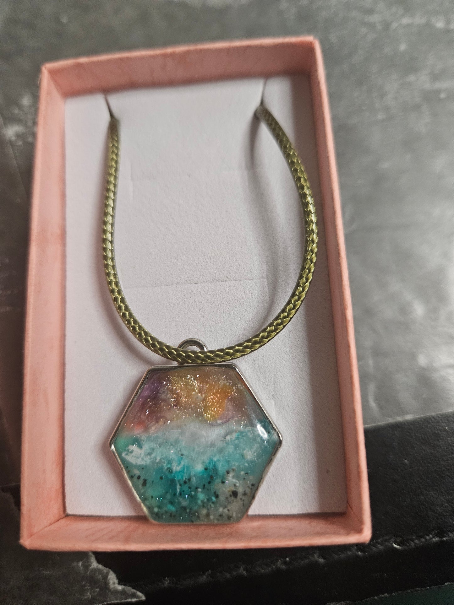 Coastal sunset resin necklaces