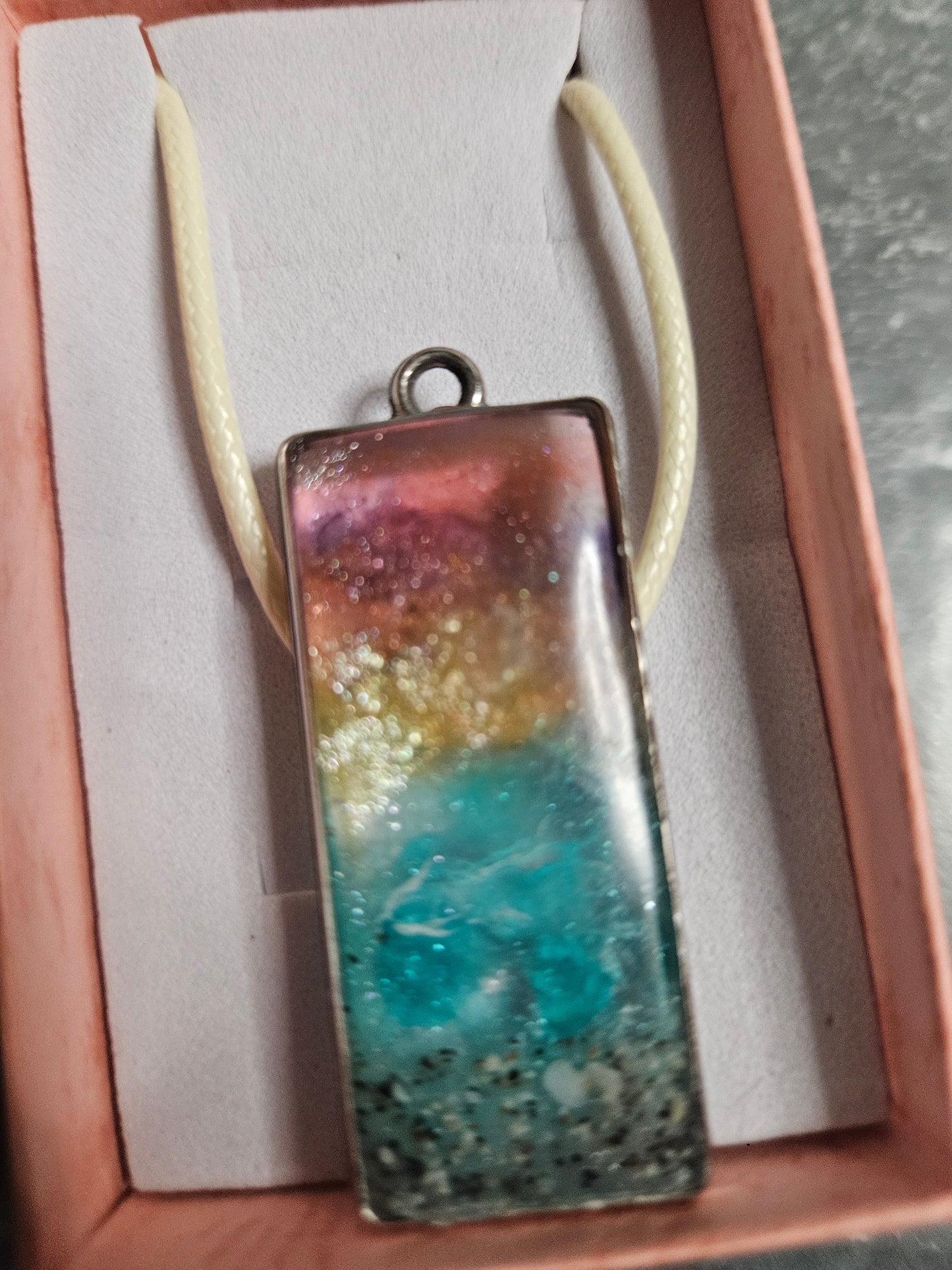 Coastal sunset resin necklaces