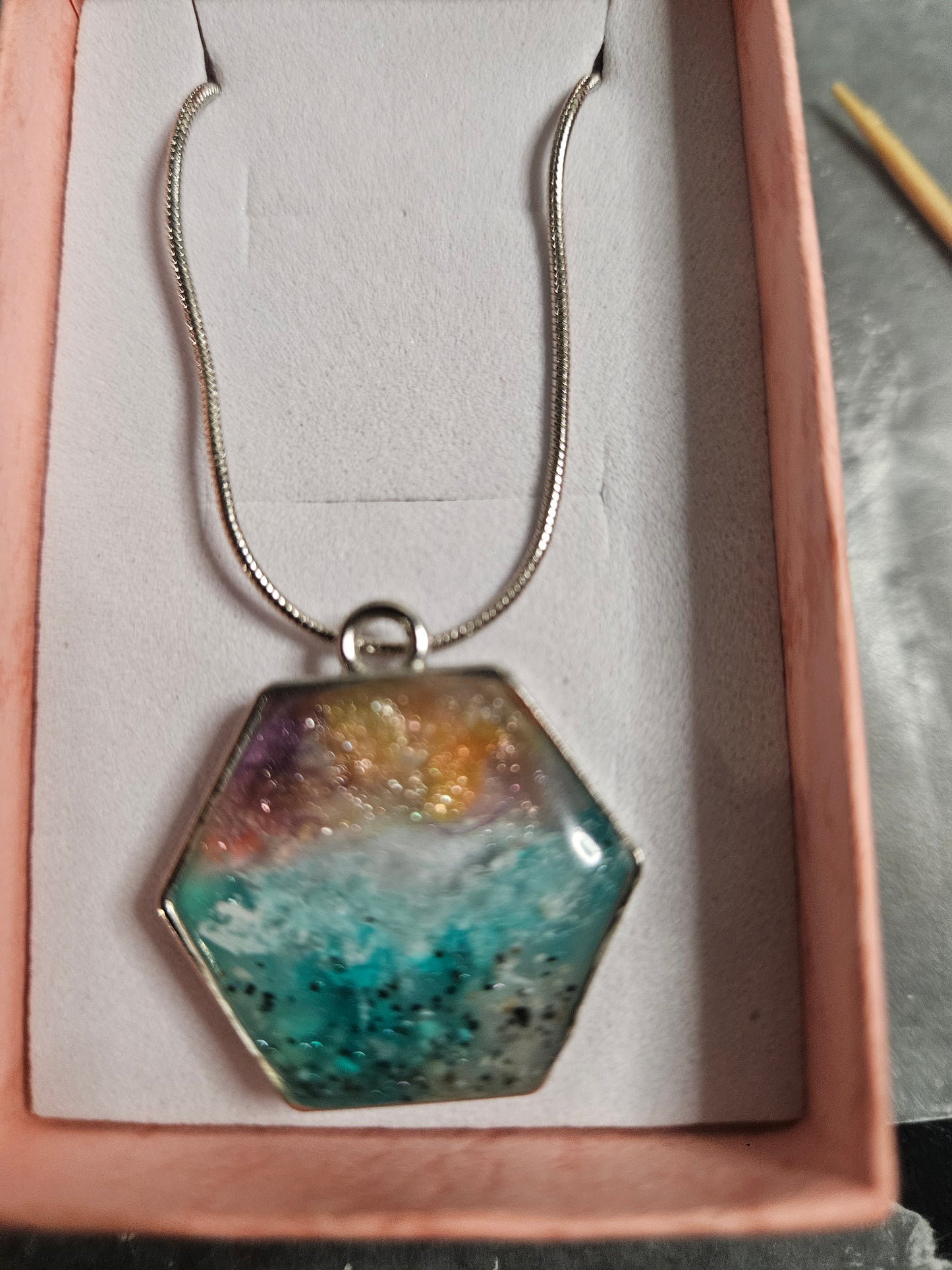 Coastal sunset resin necklaces