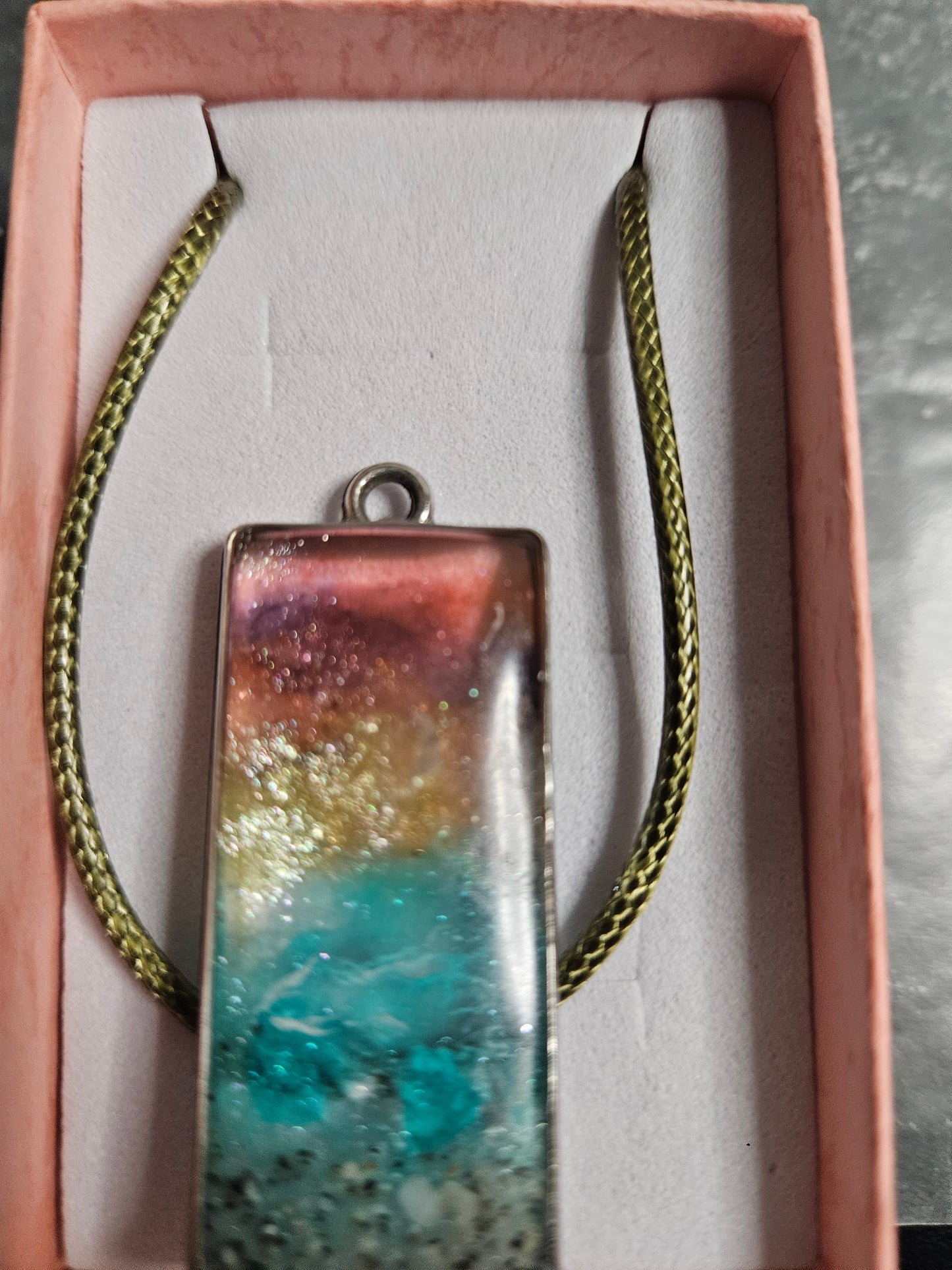 Coastal sunset resin necklaces