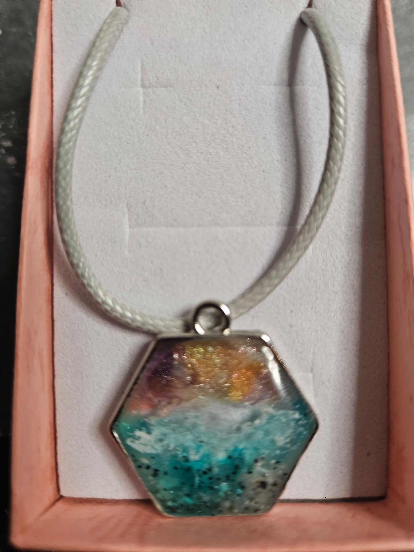 Coastal sunset resin necklaces