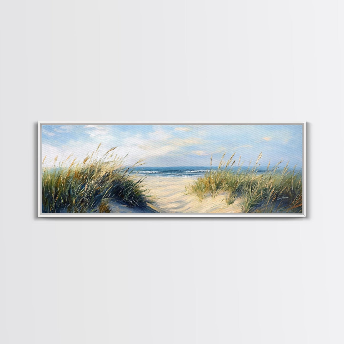 Stranddünen, Küstenlandschaft, Meeresufer-Gemälde, Strandkunst, Wohndekoration, Schlafzimmer-Wandkunst, Leinwanddruck, gerahmter Leinwanddruck