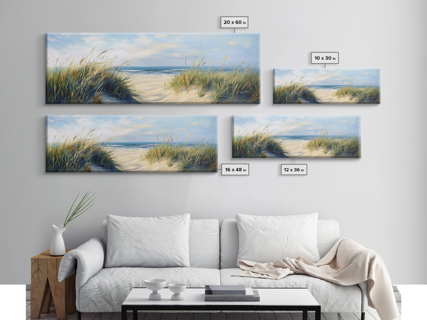 Stranddünen, Küstenlandschaft, Meeresufer-Gemälde, Strandkunst, Wohndekoration, Schlafzimmer-Wandkunst, Leinwanddruck, gerahmter Leinwanddruck