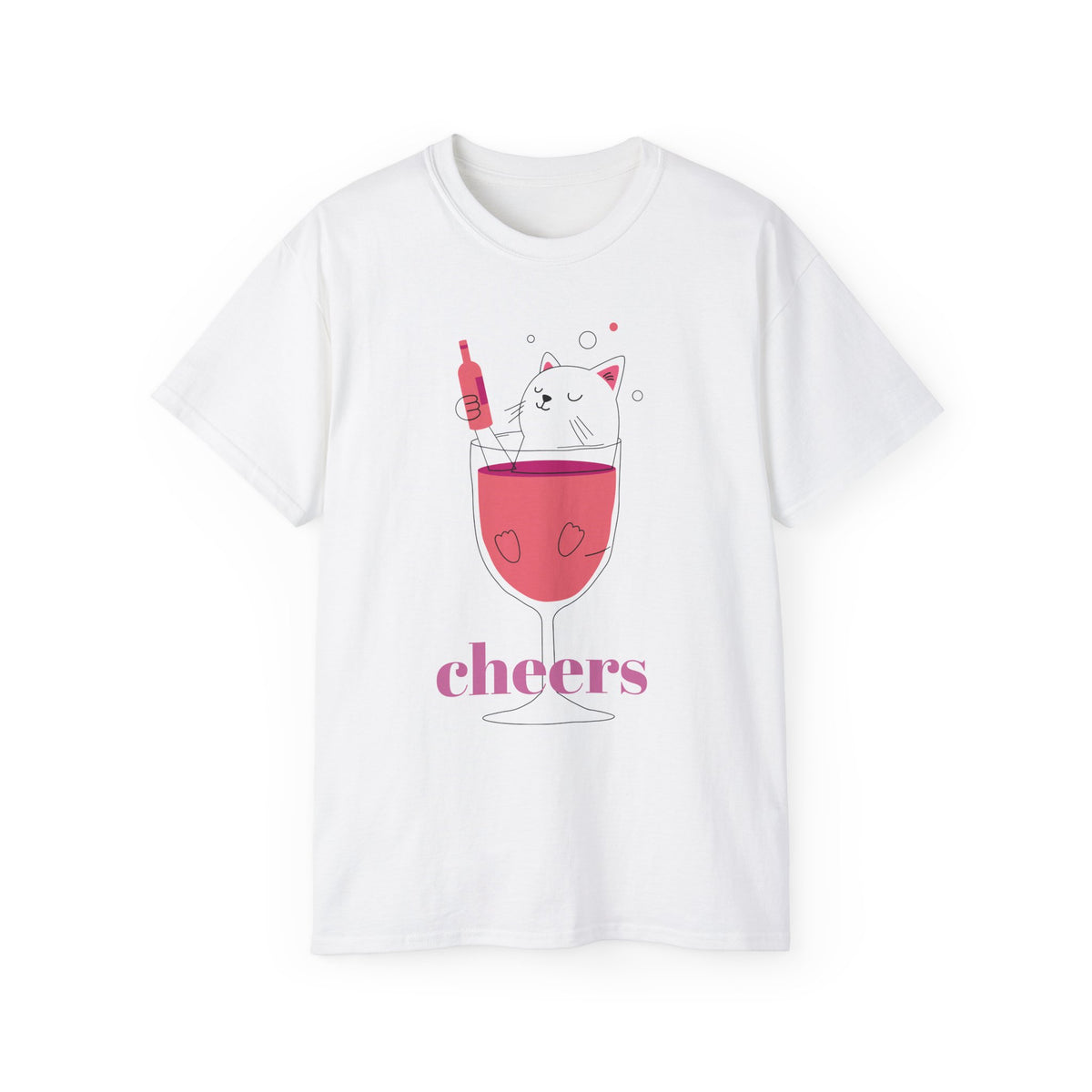 This playful cat in wine glass Unisex Ultra Cotton Tee