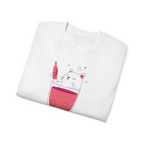 This playful cat in wine glass Unisex Ultra Cotton Tee
