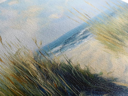 Stranddünen, Küstenlandschaft, Meeresufer-Gemälde, Strandkunst, Wohndekoration, Schlafzimmer-Wandkunst, Leinwanddruck, gerahmter Leinwanddruck
