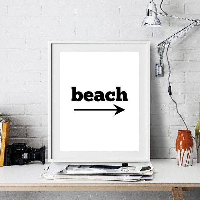Beach Art Decor Black and White Palm Trees Canvas - ArtElement 