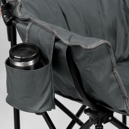 Folding Camping Moon Padded Chair with Carrying Bag-Gray