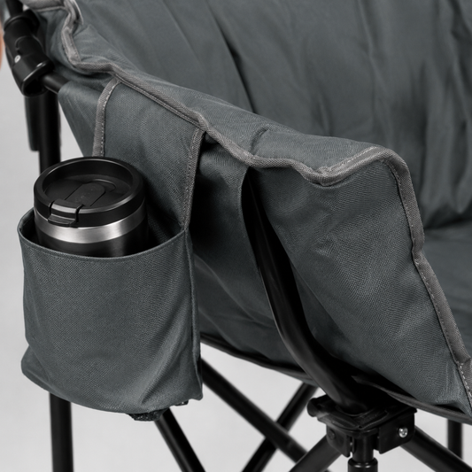 Folding Camping Moon Padded Chair with Carrying Bag-Gray