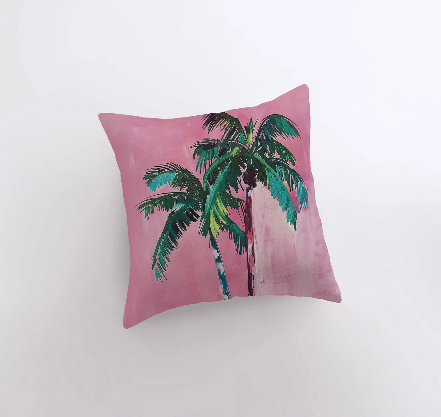 Pink Wall Palm Trees | Gouache Painting | Tropical | Ocean | Throw