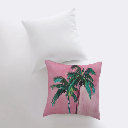 Pink Wall Palm Trees | Gouache Painting | Tropical | Ocean | Throw