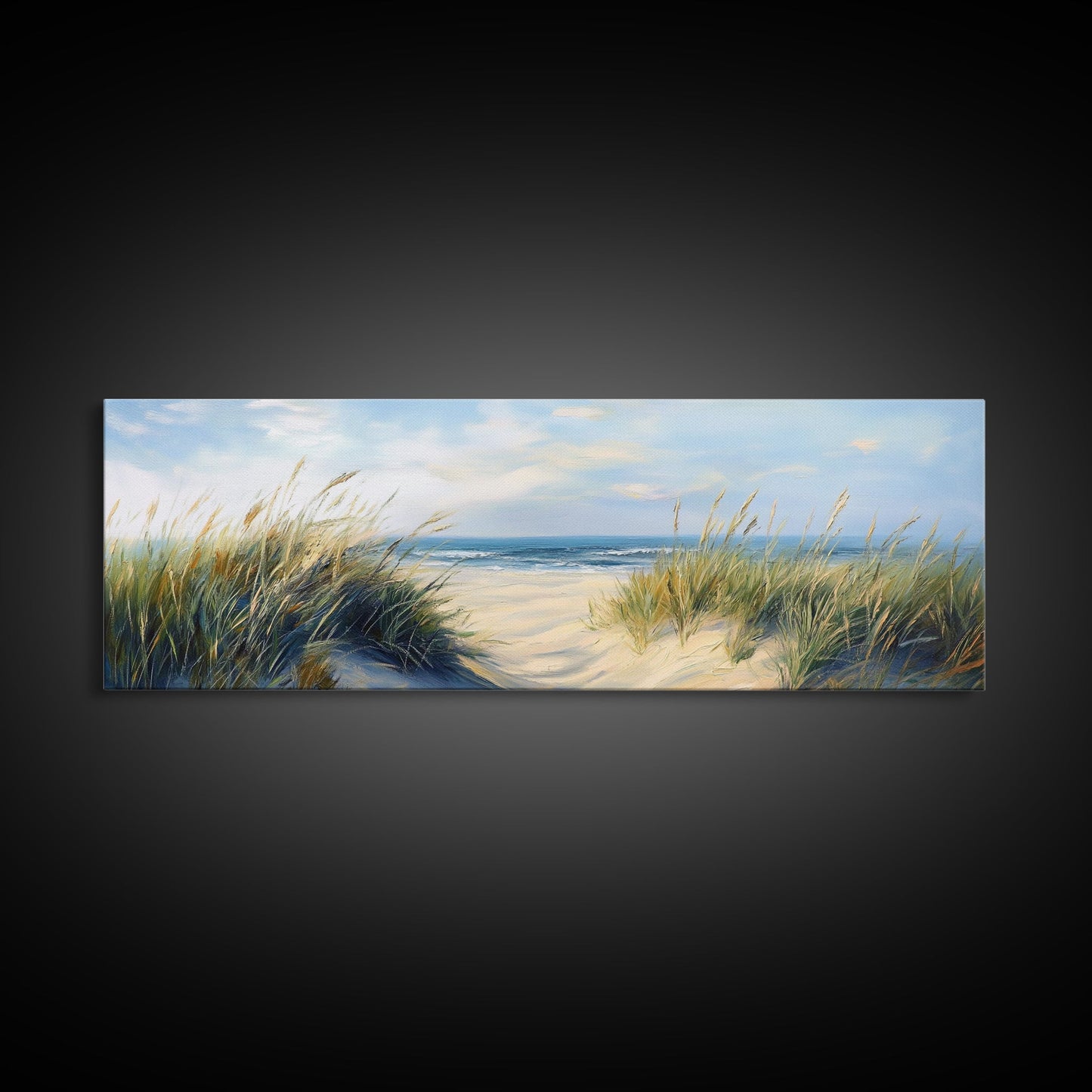 Stranddünen, Küstenlandschaft, Meeresufer-Gemälde, Strandkunst, Wohndekoration, Schlafzimmer-Wandkunst, Leinwanddruck, gerahmter Leinwanddruck