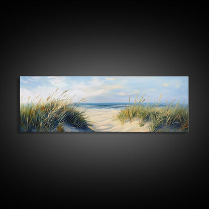 Stranddünen, Küstenlandschaft, Meeresufer-Gemälde, Strandkunst, Wohndekoration, Schlafzimmer-Wandkunst, Leinwanddruck, gerahmter Leinwanddruck