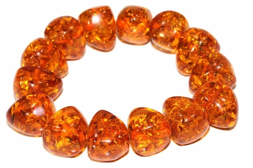 handcrafted amber bracelet with bold, earthy tones