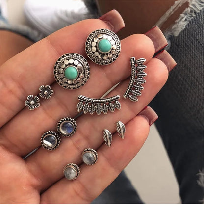 Bohemia Muschel Seestern baumelnde Ohrring-Set für Damen Sommer Strand Perle Muschel Tropfen Geometrische Ohrringe Mädchen Mode Schmuck