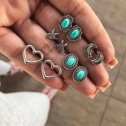 Bohemia Muschel Seestern baumelnde Ohrring-Set für Damen Sommer Strand Perle Muschel Tropfen Geometrische Ohrringe Mädchen Mode Schmuck