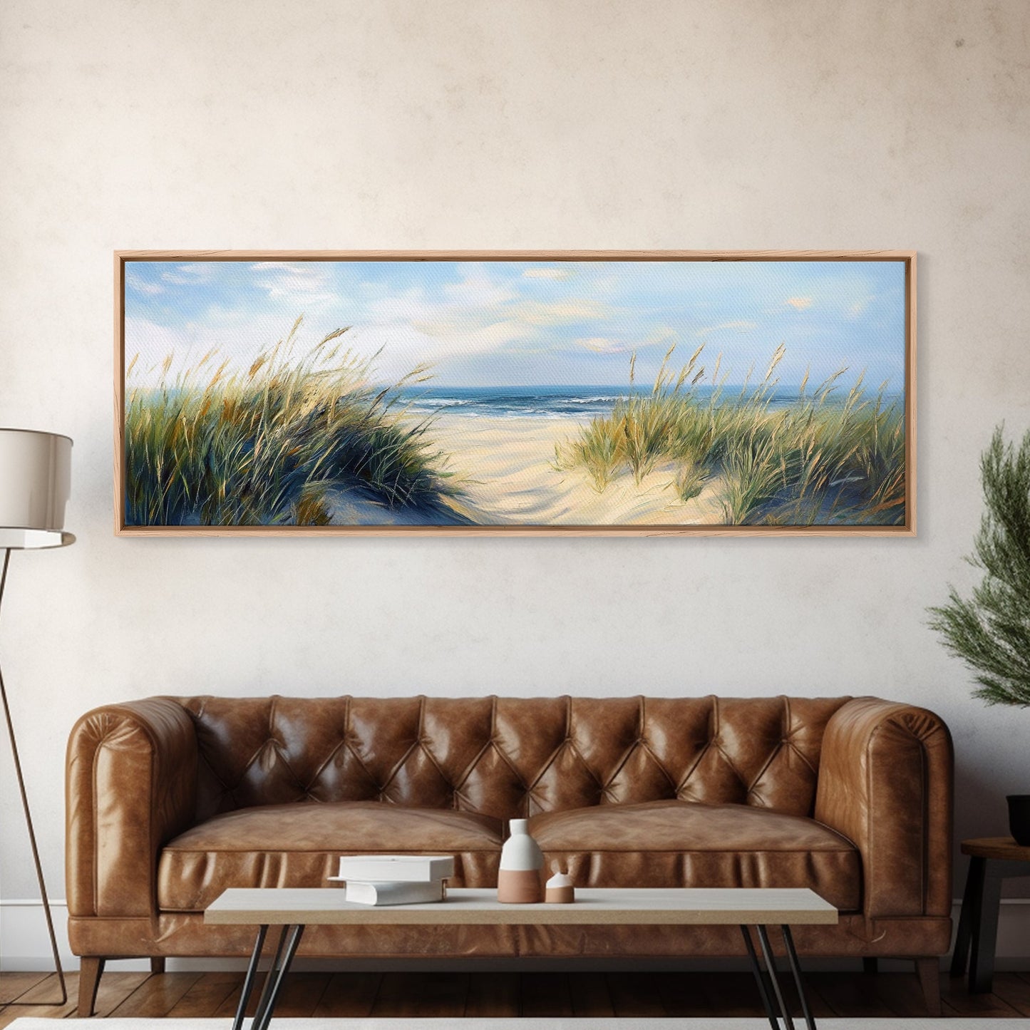 Stranddünen, Küstenlandschaft, Meeresufer-Gemälde, Strandkunst, Wohndekoration, Schlafzimmer-Wandkunst, Leinwanddruck, gerahmter Leinwanddruck