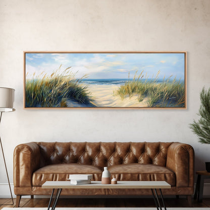 Stranddünen, Küstenlandschaft, Meeresufer-Gemälde, Strandkunst, Wohndekoration, Schlafzimmer-Wandkunst, Leinwanddruck, gerahmter Leinwanddruck