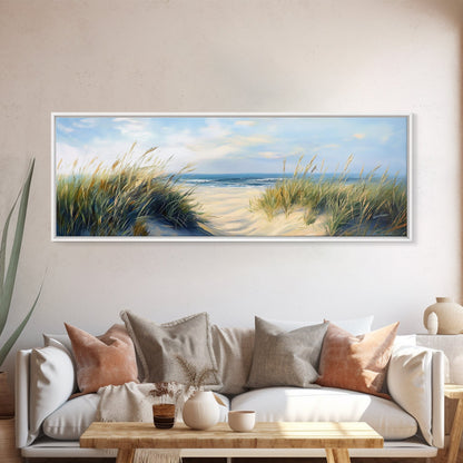 Stranddünen, Küstenlandschaft, Meeresufer-Gemälde, Strandkunst, Wohndekoration, Schlafzimmer-Wandkunst, Leinwanddruck, gerahmter Leinwanddruck