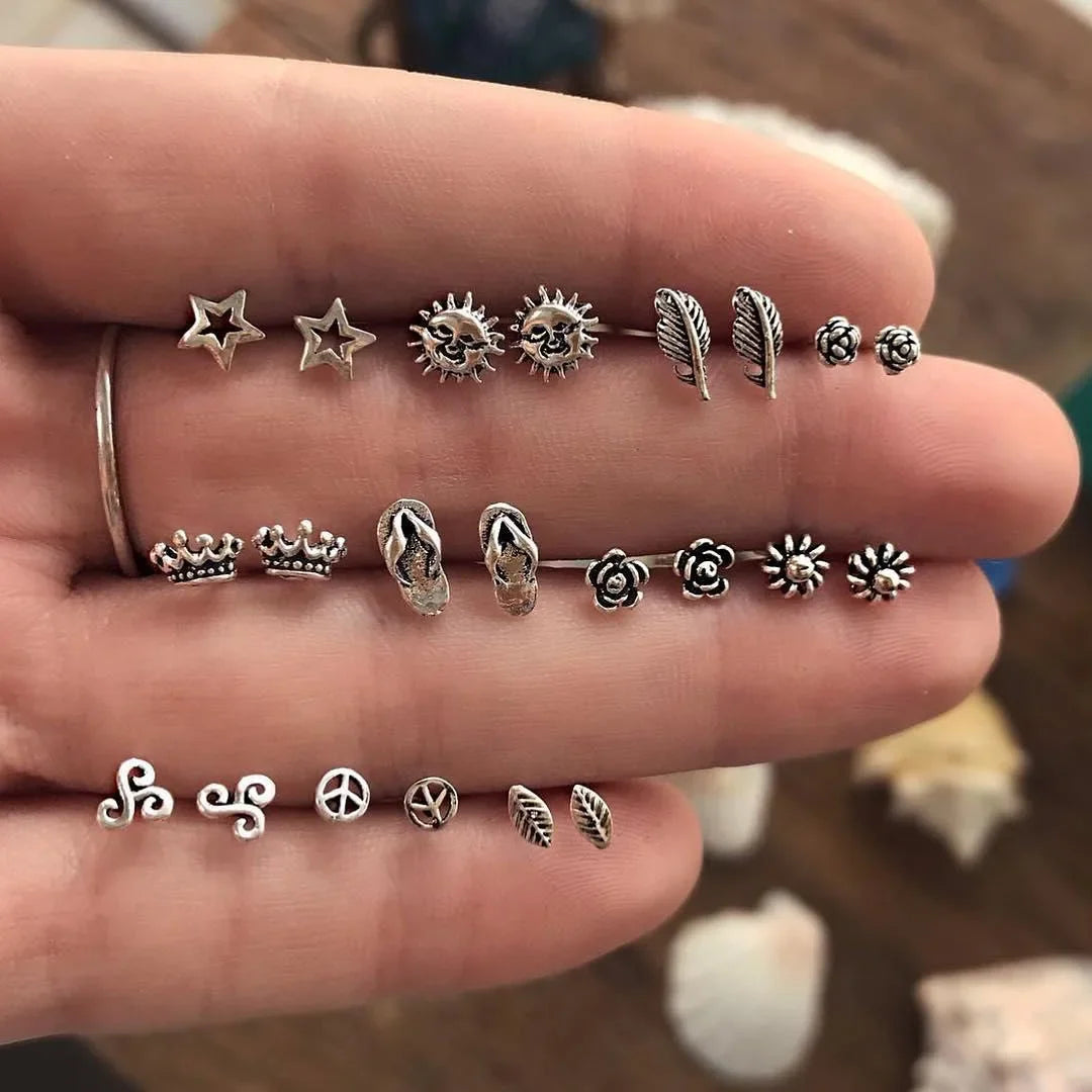 Bohemia Muschel Seestern baumelnde Ohrring-Set für Damen Sommer Strand Perle Muschel Tropfen Geometrische Ohrringe Mädchen Mode Schmuck
