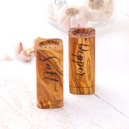 Rustic Olive Wood Salt & Pepper Shakers for a Cozy Dining Table - ArtElement 