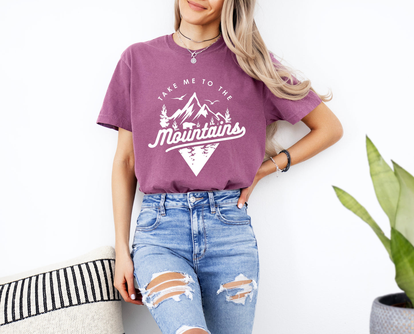 Nimm mich mit in die Berge Camping Wandern Comfort Colors T-Shirt (Dreieck)